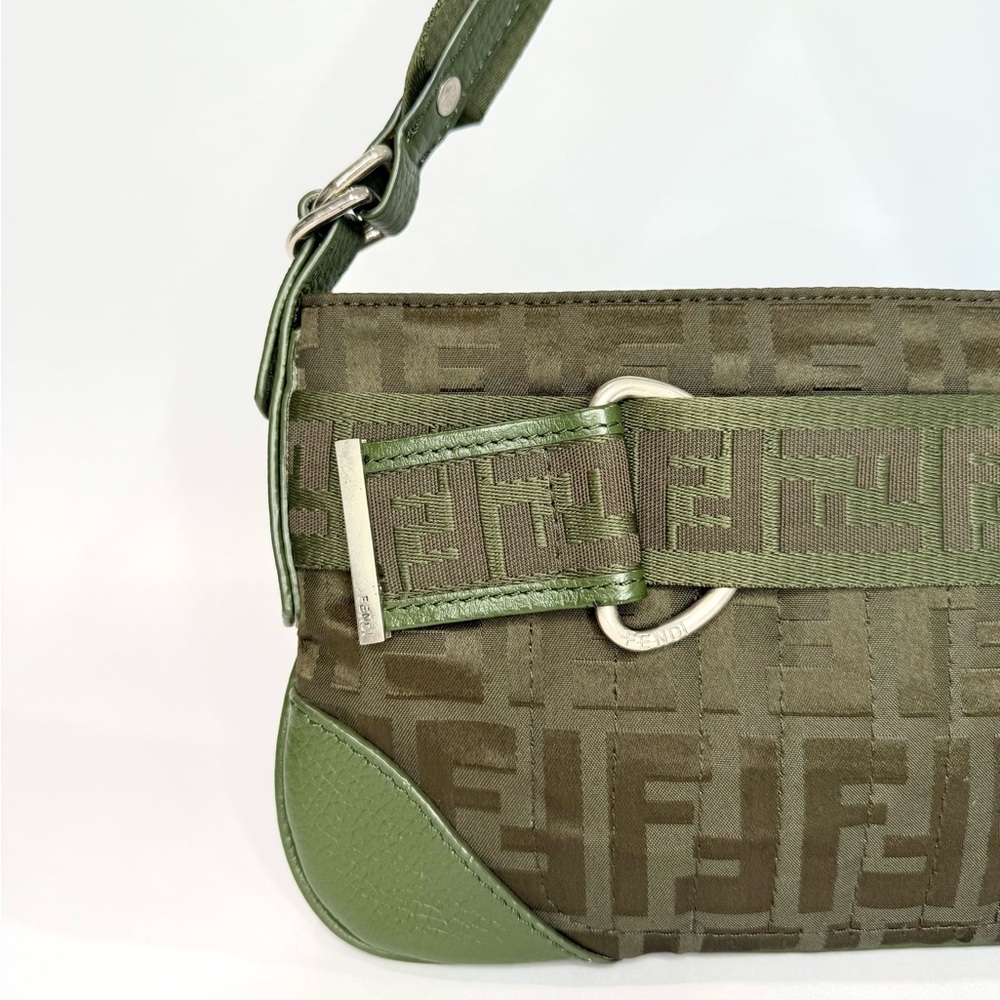 ✨SOLD✨ Vintage Fendi Green Zucca Shoulder Bag - Picture 7 of 13
